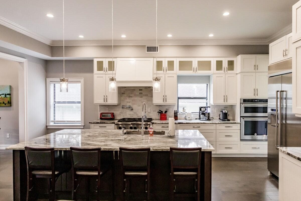 The brand new, chef's kitchen is fully stocked with everything you need to whip up your favorite meals. 